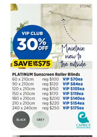 Spotlight Platinum Sunscreen Roller Blinds 60x210cm offer