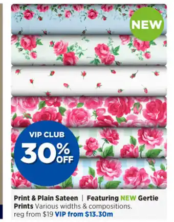 Spotlight Print & Plain Sateen / Featuring NEW Gertie Prints offer
