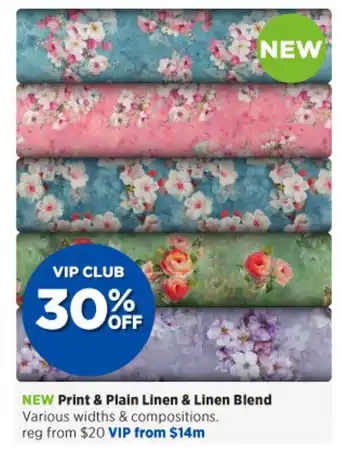 Spotlight NEW Print & Plain Linen & Linen Blend offer