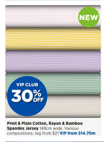 Spotlight Print & Plain Cotton, Rayon & Bamboo Spandex Jersey offer