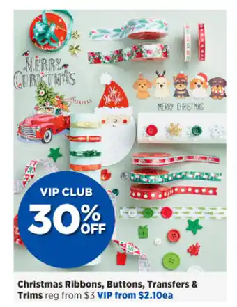 Spotlight Christmas Ribbons, Buttons, Transfers & Trims offer
