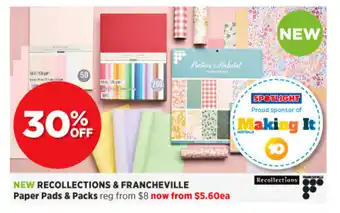 Spotlight NEW Recollections & Francheville paper Pads & Packs offer
