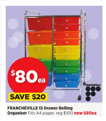 Spotlight Francheville 15 Drawer Rolling Organizer offer