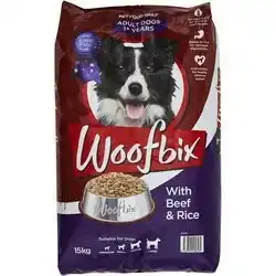 BIG W Woofbix Dry Dog Food 15kg - Beef & Rice offer
