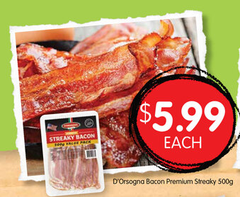 Spudshed D'Orsogna Bacon Premium Steaky 500g offer