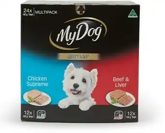 BIG W My Dog 24-Pack Dog Food Tin - Chicken Supreme & Beef + Liver offer