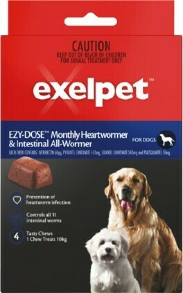BIG W Exelpet 4-Pack Ezy-Dose Monthly Heartwormer & Intestinal All-Wormer for Dogs offer