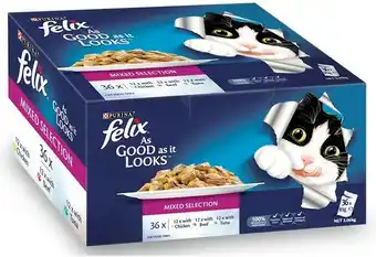 BIG W Felix 36-Pack Cat Food Pouch 85g - As Good As It Gets Mixed Selection offer