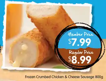 Spudshed Frozen Crumbled Chicken & Cheese Sausage Regular Price 800g offer