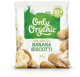 BIG W Only Organic Banana Biscotti 10+ Months 100g offer