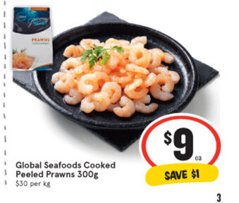 IGA Global Seafoods Cooked Peeled Prawns 300g offer