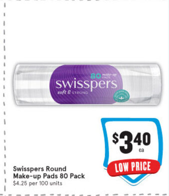 IGA Swisspers Round Make-up Pads 80 Pack offer