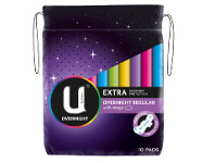 BIG W U by Kotex Extra with Wings Pads 10 Pack - Overnight offer