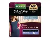 Depend Women Real Fit Super Underwear Large 8 Pack