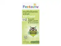 Pentavite Multivitamin + Iron Kids Liquid Lemon Lime Flavour 100ml