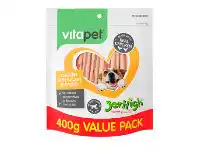 BIG W VitaPet JerHigh Chicken Straps with Bacon Flavour 400g offer