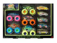 Hot Wheels 9-Pack Monster Trucks Glow in the Dark