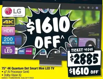 JB Hi-Fi 75" 4K Quantum Dot Smart Mini LED TV offer
