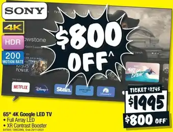 JB Hi-Fi 65" 4K Google LED TV offer