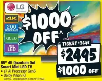 JB Hi-Fi 65" 4K Quantum Dot Smart Mini LED TV offer