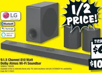 JB Hi-Fi 9.1.5 Channel 810 Watt Dolby Atmos Wi-Fi Soundbar offer