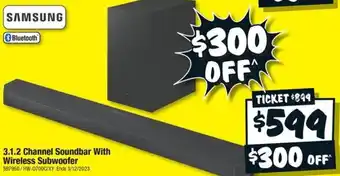 JB Hi-Fi 3.1.2 Channel Soundbar With Wireless Subwoofer offer