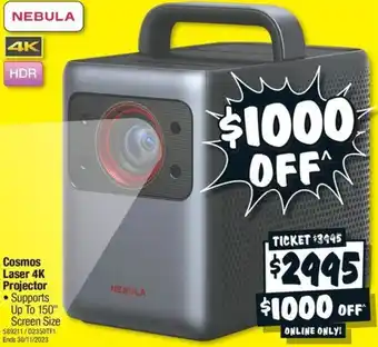 JB Hi-Fi Cosmos Laser 4K Projector offer