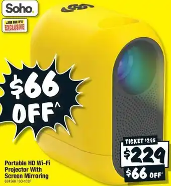 JB Hi-Fi Portable HD Wi-Fi Projector With Screen Mirroring offer