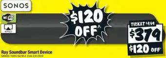 JB Hi-Fi Ray Soundbar Smart Device offer