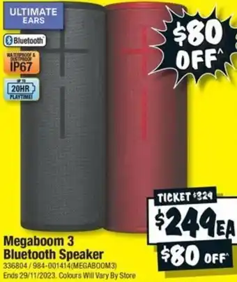 JB Hi-Fi Megaboom 3 Bluetooth Speaker offer