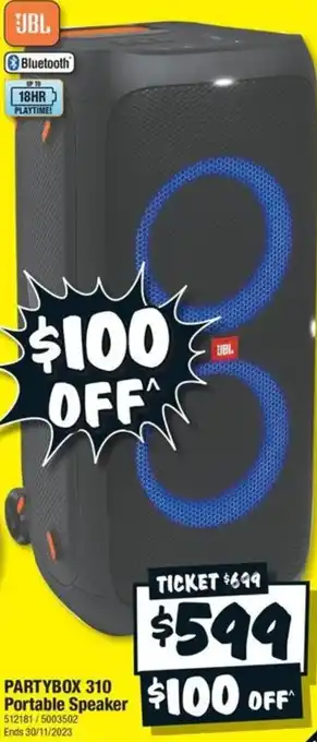 JB Hi-Fi PARTYBOX 310 Portable Speaker offer
