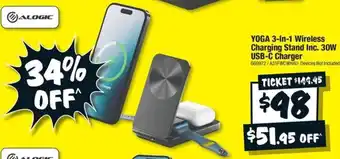JB Hi-Fi YOGA 3-In-1 Wireless Charging Stand Inc. 30W USB-C Charger offer