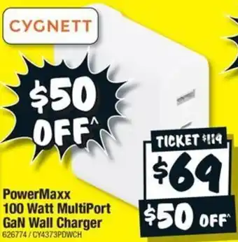 JB Hi-Fi PowerMaxx 100 Watt MultiPort GaN Wall Charger offer