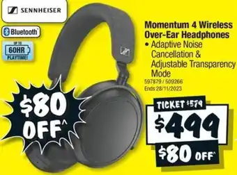 JB Hi-Fi Momentum 4 Wireless Over-Ear Headphones offer