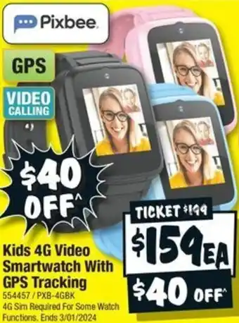 JB Hi-Fi Kids 4G Video Smartwatch With GPS Tracking offer