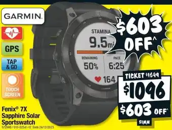 JB Hi-Fi Fenix 7X Sapphire Solar Sportswatch offer