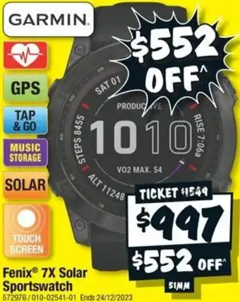 JB Hi-Fi Fenix 7X Solar Sportswatch offer