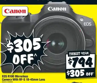 JB Hi-Fi EOS R100 Mirrorless Camera With RF-S 18-45mm Lens offer