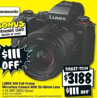JB Hi-Fi LUMIX S511 Full-Frame Mirrorless Camera With 20-60mm Lens offer