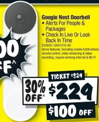 JB Hi-Fi Google Nest Doorbell offer