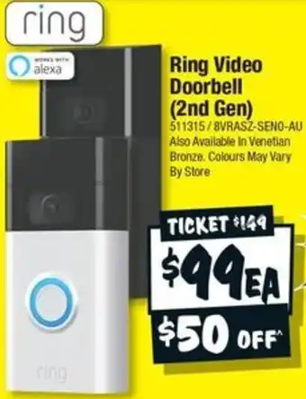 JB Hi-Fi Ring Video Doorbell (2nd Gen) offer