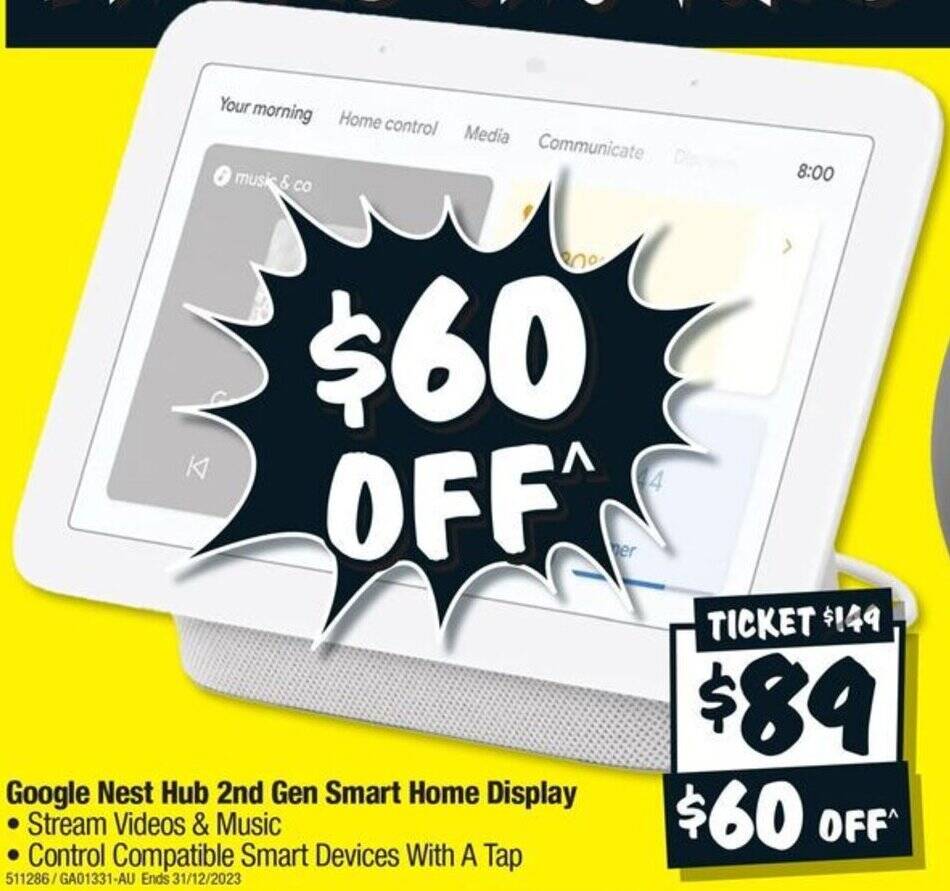 Google Nest Hub 2nd Gen Smart Home Display offer at JB HiFi