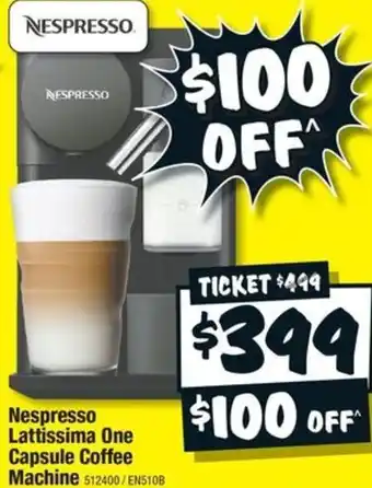 JB Hi-Fi Nespresso Lattissima One Capsule Coffee Machine offer