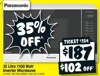 JB Hi-Fi 32 Litre 1100 Watt Inverter Microwave offer