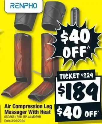 JB Hi-Fi Air Compression Leg Massager With Heat offer