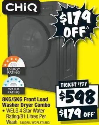 JB Hi-Fi 8KG/5KG Front Load Washer Dryer Combo offer