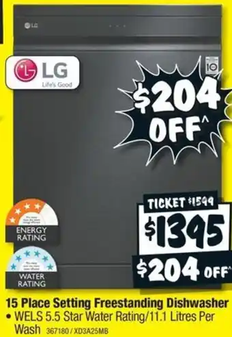 JB Hi-Fi 15 Place Setting Freestanding Dishwasher offer