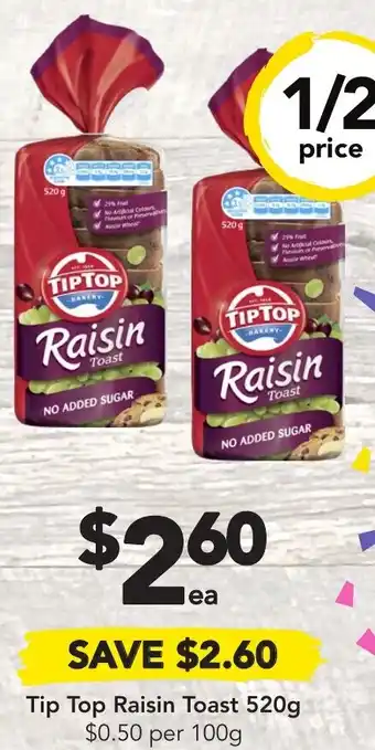 Drakes Tip Top Raisin Toast 520g offer