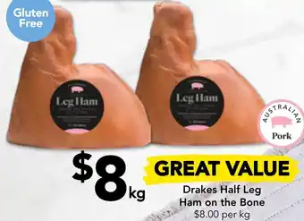 Drakes Half Leg Ham on the Bone