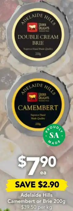 Drakes Adelaide Hills Camembert or Brie 200g offer